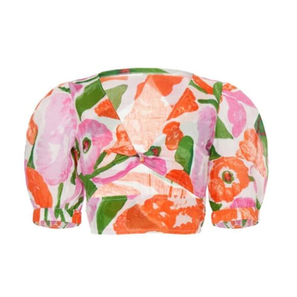 Banjanan Floral Aurora Top Short Sleeves V Neck XS - Picture 3 of 13